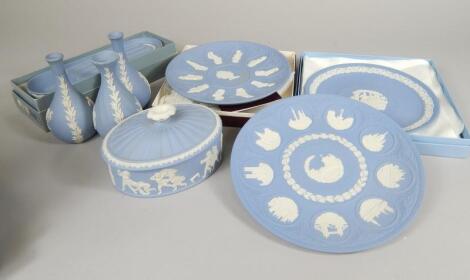 Various items of Wedgwood blue Jasperware