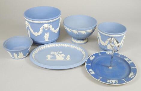 Various items of Wedgwood blue Jasperware