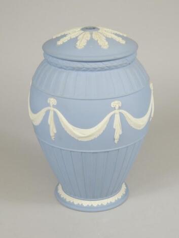 A Wedgwood blue Jasperware lamp base