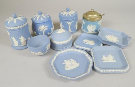 Various items of Wedgwood blue Jasperware