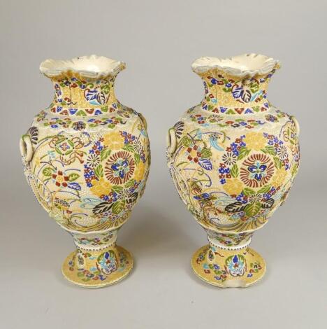 A pair of Japanese earthenware vases