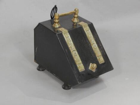 A Victorian Toleware and brass coal scuttle