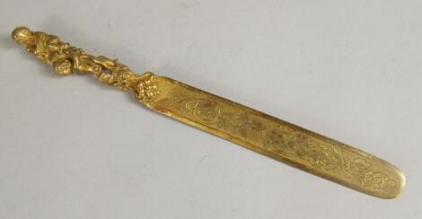 A 19thC gilt metal paper knife