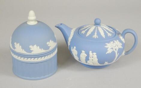 A Wedgwood blue Jasperware dome shaped vase