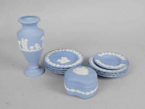 Various Wedgwood blue Jasperware