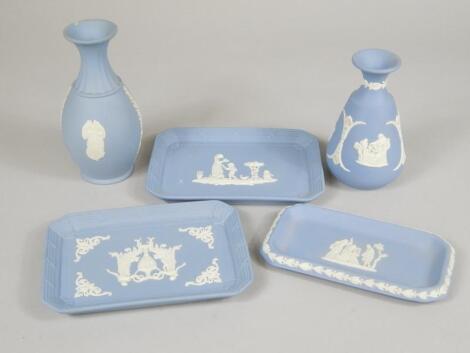 Various Wedgwood blue Jasperware