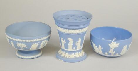 Various Wedgwood blue Jasperware