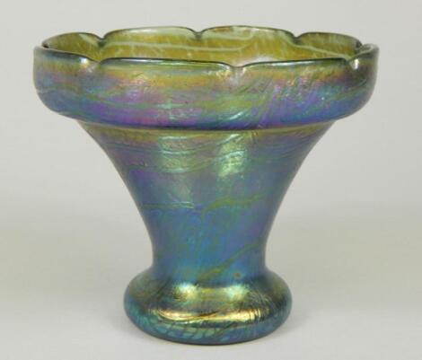 An early 20thC iridescent glass vase