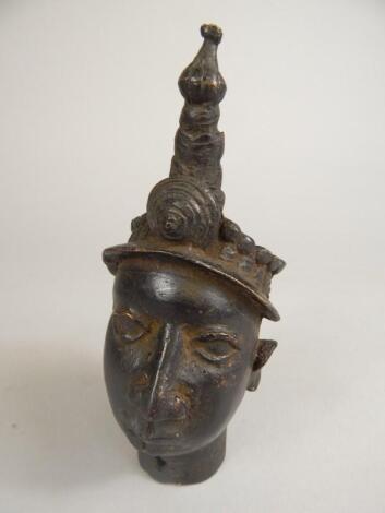 Tribal Art. African cast bronze head