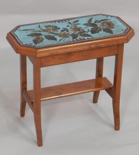 An Edwardian walnut and beadwork occasional table