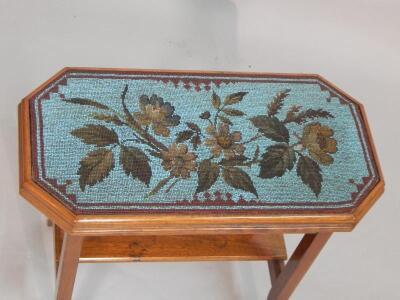 An Edwardian walnut and beadwork occasional table - 2