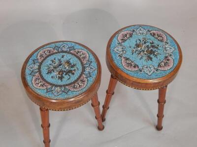 A pair of Victorian walnut and beadwork occasional tables - 2