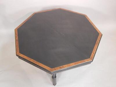 A Victorian ebonised and yew banded Aesthetic style table - 2