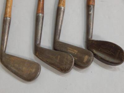 Five hickory shafted golf clubs - 2