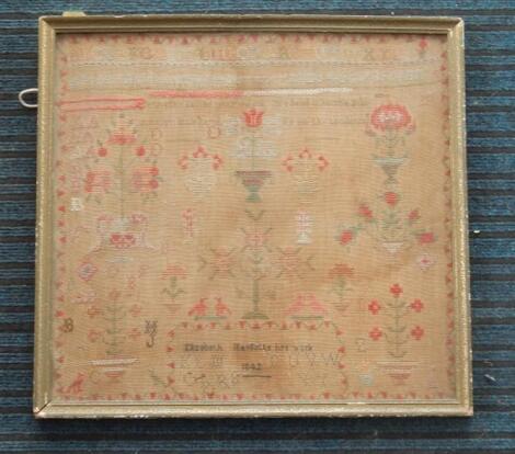 A mid 19thC wool work sampler