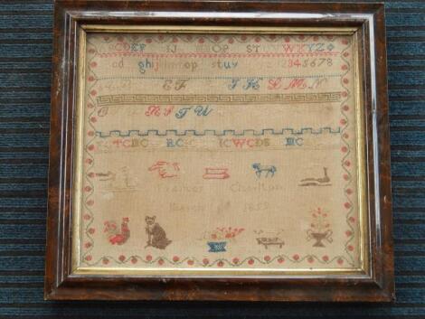 A mid 19thC wool work sampler