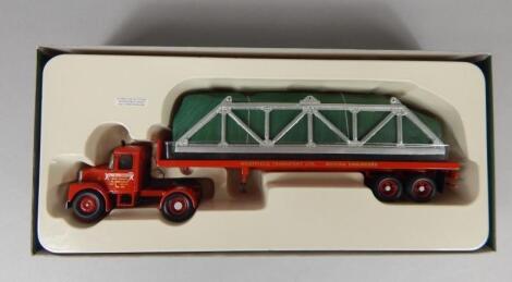 A Scammel limited edition Highwayman flat bed trailer and cradled load die cast vehicle