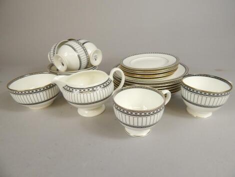 A Wedgwood black Ulander pattern part tea service