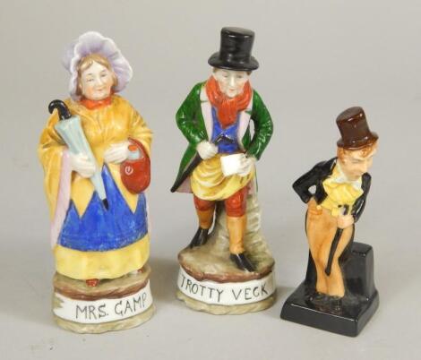 Three Charles Dickens porcelain characters