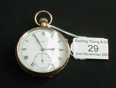 A 9ct gold open faced pocket watch