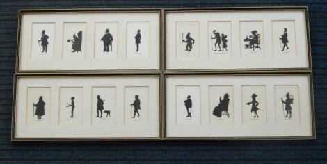 A set of 16 printed silhouettes