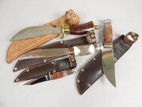 Four hunting knives