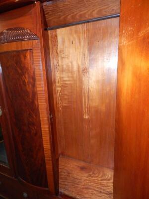 An Edwardian mahogany and tulip wood banded triple wardrobe - 3