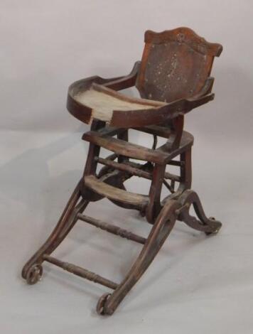 A late Victorian walnut child's high chair