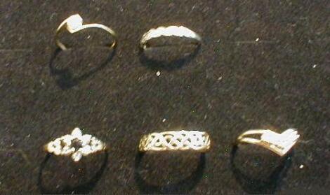 Five 9ct gold dress rings