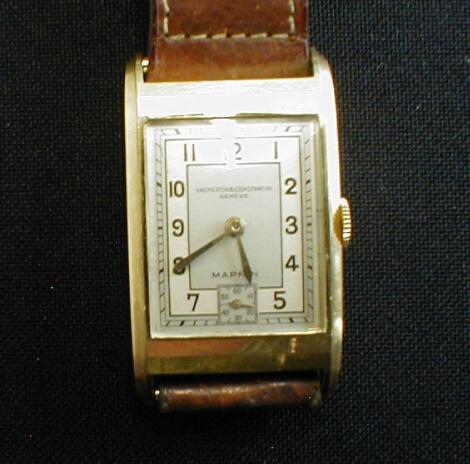 A Vacheron & Constantin gentleman's 18ct gold cased rectangular wrist watch