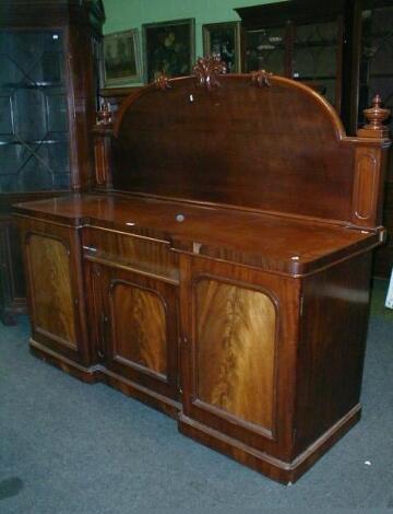 A mid 19thC mahogany breakfront sideboard