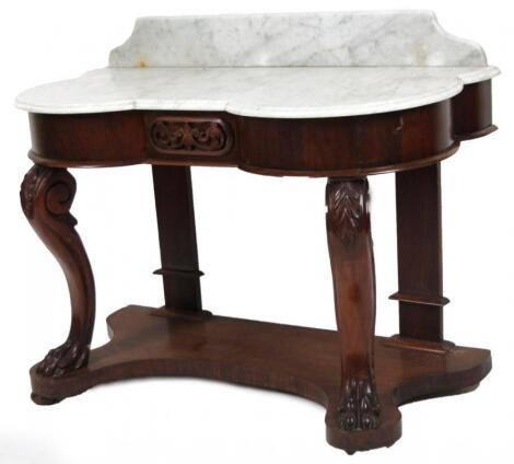 A Victorian mahogany marble top wash stand