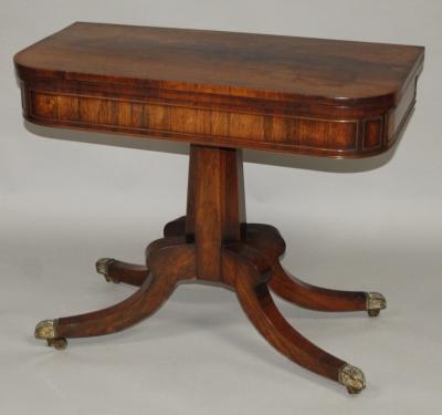 A Regency rosewood D-end games table