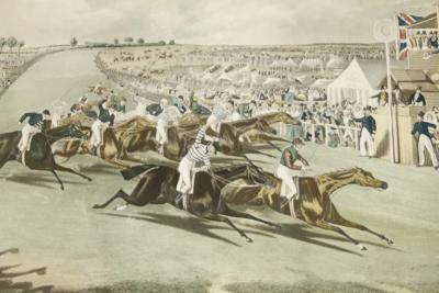 After Turner & Hunt. Coming In For The Derby 20thC coloured print