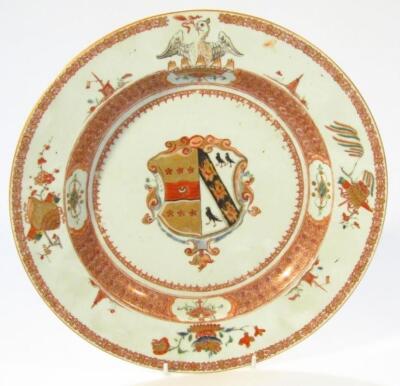 An early 17thC Chinese porcelain armorial charger