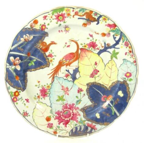 An 18thC Chinese porcelain tobacco leaf plate