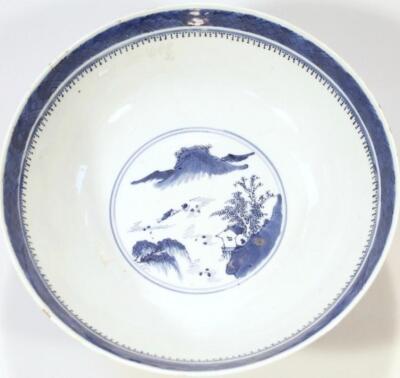 A late Qing period Chinese blue and white porcelain bowl - 2