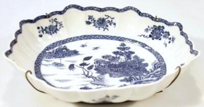 An 18thC blue and white porcelain dish