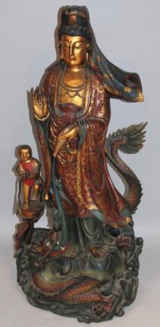 A Chinese carved wooden figure group