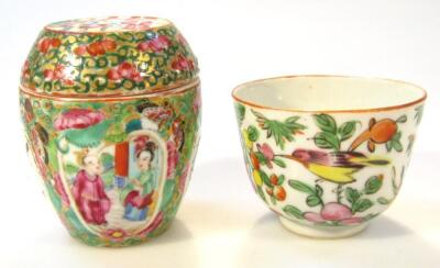 A 19thC Cantonese famille vert jar and cover