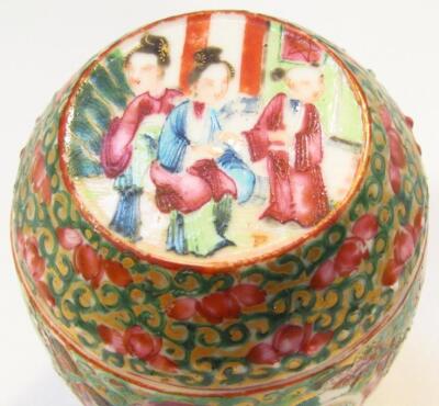 A 19thC Cantonese famille vert jar and cover - 3