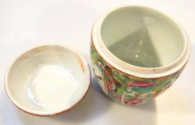 A 19thC Cantonese famille vert jar and cover - 4
