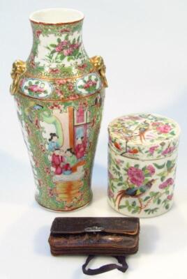 *A late 19thC Cantonese famille vert vase