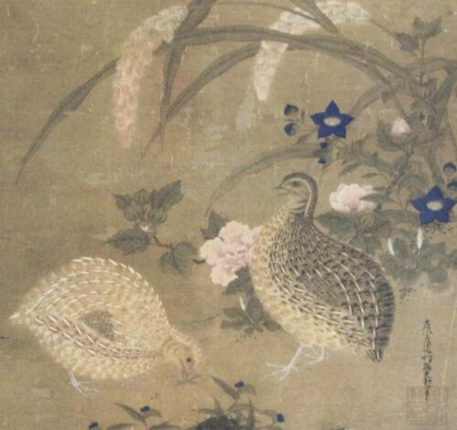 19th Chinese School. A partridge amongst flowers