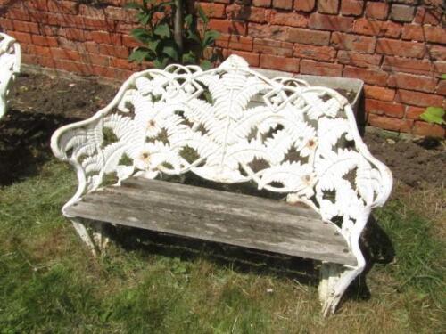 A cast iron garden bench