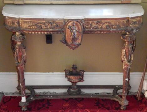 A 19thC gilt gesso console table