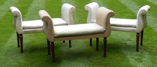 Three mahogany window seats in George III style