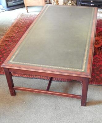 A mahogany coffee table