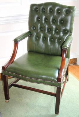 A mahogany Gainsborough type open armchair
