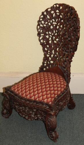 To GR270716. A 19thC Burmese hardwood spoon back side chair